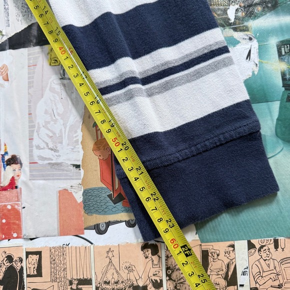 Foot‎ Locker 2XL Striped Long Sleeve Polo Shirt Menswear Blue Gray Casual - Picture 5 of 8